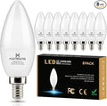 hansang 8 Pack E12 Candelabra LED Bulbs 5000K Bright Daylight, Small Base Ceiling Fan Light Bulb 6W, Type B Light Bulb for Chandelier, Candle Shape B11 Light Bulb, 600LM, Non-dimmable