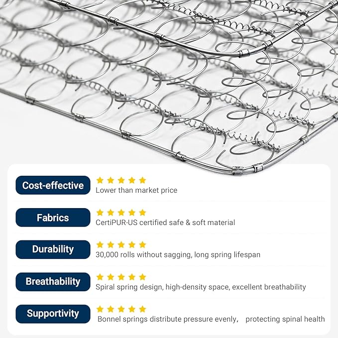 Avenco 8 Inch Twin XL Mattress, Twin Bed Mattresses in a Box, Medium Soft, Breathable Fabric Cover & Adaptive Support, CertiPUR-US Certified, Twin XL Size Mattress in Guest and Kids Bedroom
