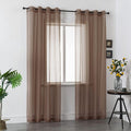 DUALIFE Chocoalate Brown Sheer Curtains 108 Inches Long Voile Panels Drapes Grommet Curtain Sheers for Living Room Transparent Bedroom Light Filtering Window Treatments 2 Panels 52x108 Inch Dark Brown