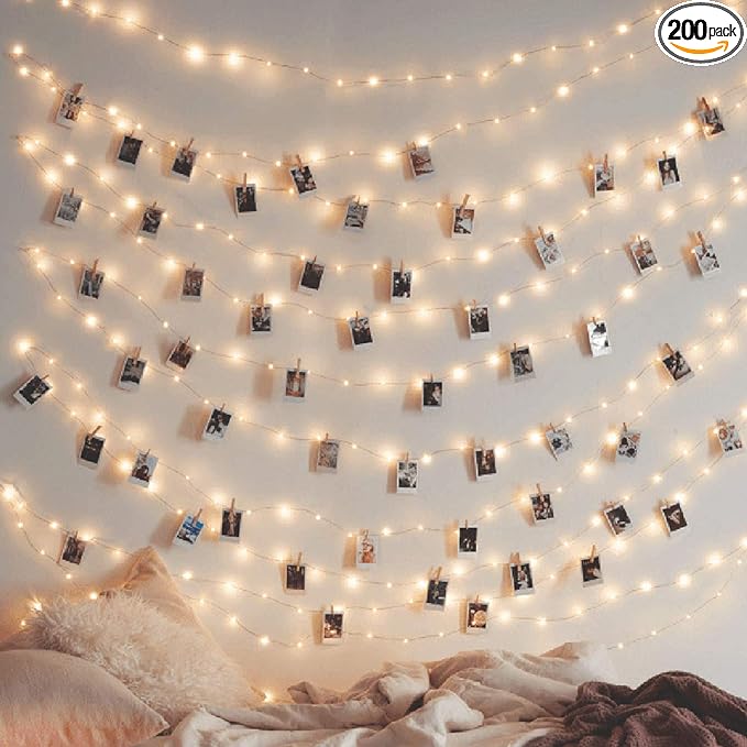 Twinkle Star 200 LED 66 FT Copper Fairy String Lights 8 Modes LED, USB Powered with Remote Control for Christmas Tree Wedding Party Home Decoration, Warm White
