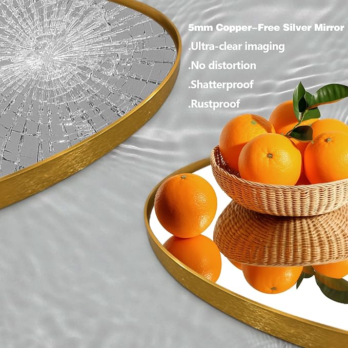 Niccy Round Led Mirror for Bathroom, 36" Backlit Mirror for Wall Circle Lighted Mirror with Gold Frame Anti-Fog, 3 Colors, HD Glass and IP65 Waterproof