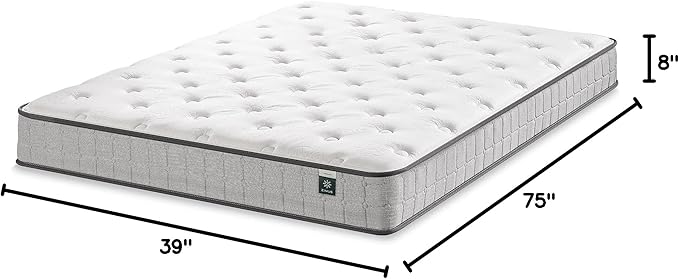 ZINUS 8 Inch Comfort Support Cooling Gel Hybrid Mattress, Twin, Tight Top Innerspring Mattress, Motion Isolating Pocket Springs, Mattress in A Box