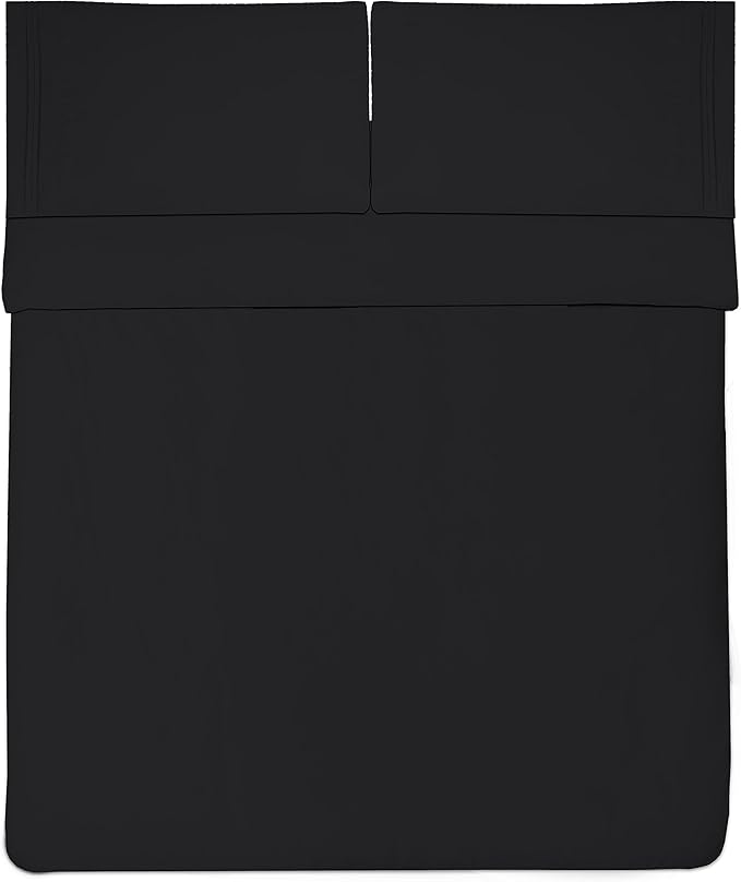 Queen Size Bed Sheets - Breathable Luxury Sheets with Full Elastic & Secure Corner Straps Built In - 1800 Supreme Collection Extra Soft Deep Pocket Bedding Set, Sheet Set, Queen, Black