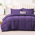 Love's cabin Twin Comforter Set Dark Purple, 5 Pieces Twin Bed in a Bag, All Season Bedding Sets with 1 Comforter, 1 Flat Sheet, 1 Fitted Sheet, 1 Pillowcase and 1 Pillow Sham