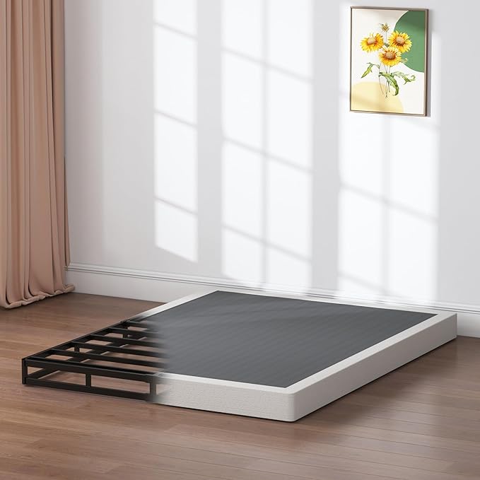 Box Spring King - 3 Inch Heavy Duty Low Profile Metal King Box Springs for Bed, Mattress Foundation, Easy Assembly,Easy Clean Cover