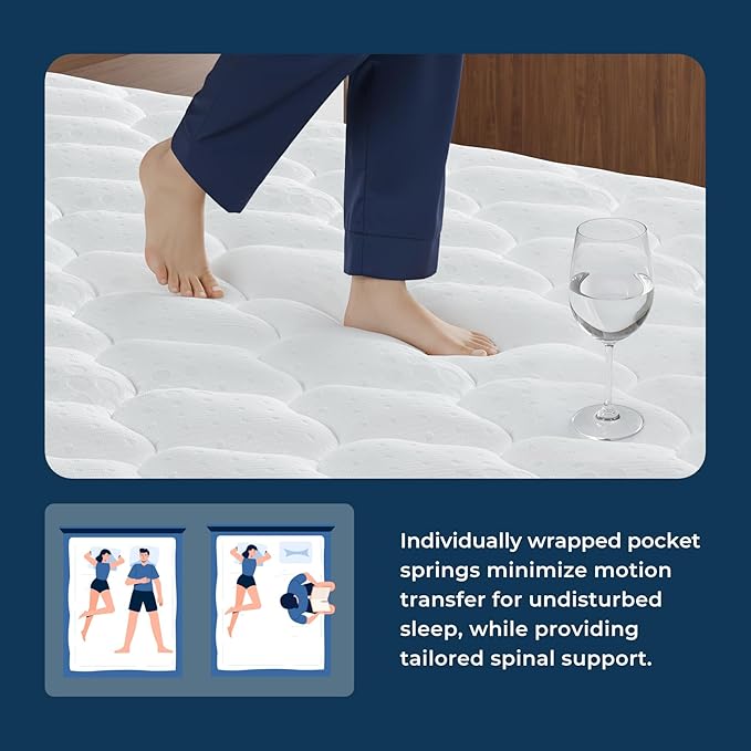 Vesgantti California King Mattress, 10 Inch Hybrid Cal King Mattress in a Box with Memory Foam and Pocket Spring, Ergonomic Design & Pressure Relief, Medium Firm Feel, 72"*84"*10"