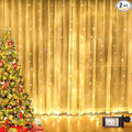 Twinkle Star 300 LED Window Curtain String Light for Christmas Wedding Party Home Garden Bedroom Outdoor Indoor Wall Decorations (Warm White), 2 Pack