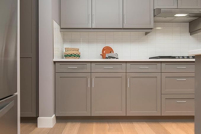 Ravinte 15 Pack Solid 5 Inch Center to Center Slim Square Bar Drawer Handles Kitchen Cabinet Handles Brushed Nickel Drawer Pulls Kitchen Cabinet Hardware Kitchen Handles Cabinet Pulls