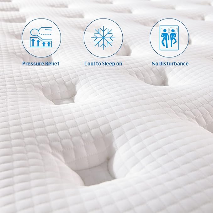 Rimensy Twin Mattress, 10 Inch Hybrid Mattresses in a Box,Individually Wrapped Pocket Coils Innerspring