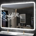 S'bagno 36"x28" LED Bathroom Mirror with Bluetooth Speaker, Anti-Fog & Waterproof, Dimmable Wall Mirror with Touch Control, 3 Light Colors, Vertical or Horizontal