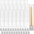 24 Set Christmas Glass Hurricane Candle Holders 12.6" Open Ended Glass Candleholder Tube Shape Bottomless and 2.2" Taper Clear Candlestick Holders for Wedding Party Table Centerpiece (Clear)