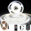 White COB LED Strip Light, Dimmable 16.4ft/5m LED Light, 6000K Daylight White 2400 LEDs High Lumen LED Tape Lights CRI 90+ with RF Remote and UL Power for Bedroom,Kitchen,DIY Home Decoration