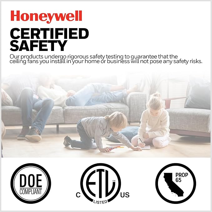 Honeywell Ceiling Fans Ocean Breeze Modern 30 Inch Ceiling Fan with Light, Pull Chain LED Indoor Fan with 3 Blades, Satin Nickel and Light Oak Blade Finish Options, Brushed Nickel (50601-01)