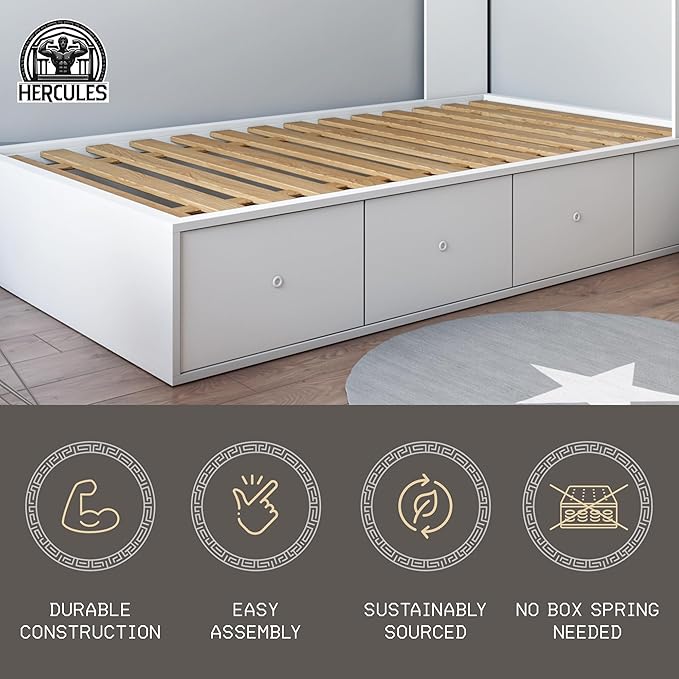 Hercules Xtreme Bed Support Slats, Heavy-Duty Solid Pine Wood Bunkie Board, Full Size