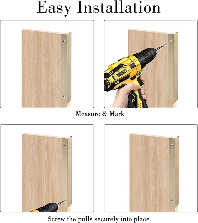 JOOJA 10 Pack Modern Style Finger Edge Pull Furniture DrawerHandles Hidden Cabinet Kitchen Drawer Handles Knobs Gold 80mm