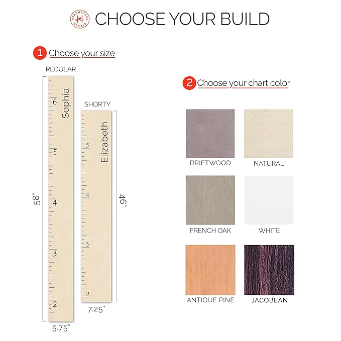 HEADWATERS STUDIO Personalized Growth Chart for Wall - Kids Height Ruler, Wooden Growth Chart for Kids, Wall Ruler for Kids Height Measurement and Height Growth Chart for Home - Kids Sizing Chart