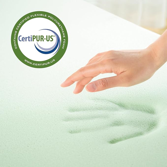 ZINUS 4 Inch Green Tea Memory Foam Mattress Topper, Smaller, More Convenient WonderBox Packaging, Pressure-Relieving Layers, CertiPUR-US Certified, Queen