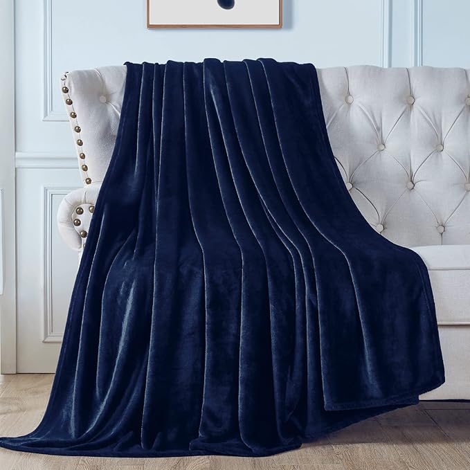 Walensee Fleece Blanket Plush Throw Fuzzy Lightweight (King Size 108x90 Navy Blue) Super Soft Microfiber Flannel Blankets for Couch, Bed, Sofa Ultra Luxurious Warm and Cozy for All Seasons