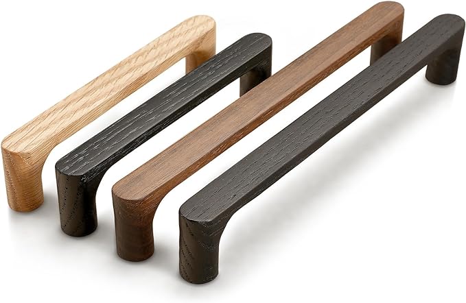 Black Round 7-1/2in 2 Pcs Wooden Drawer Pulls Handle for Cabinets Kitchen Drawer Cabinet Door Pull
