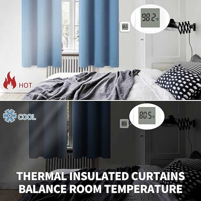 BGment Blackout Curtains for Bedroom - Grommet Thermal Insulated Room Darkening Curtains for Living Room, Set of 2 Panels (42 x 72 Inch, Faded Denim)