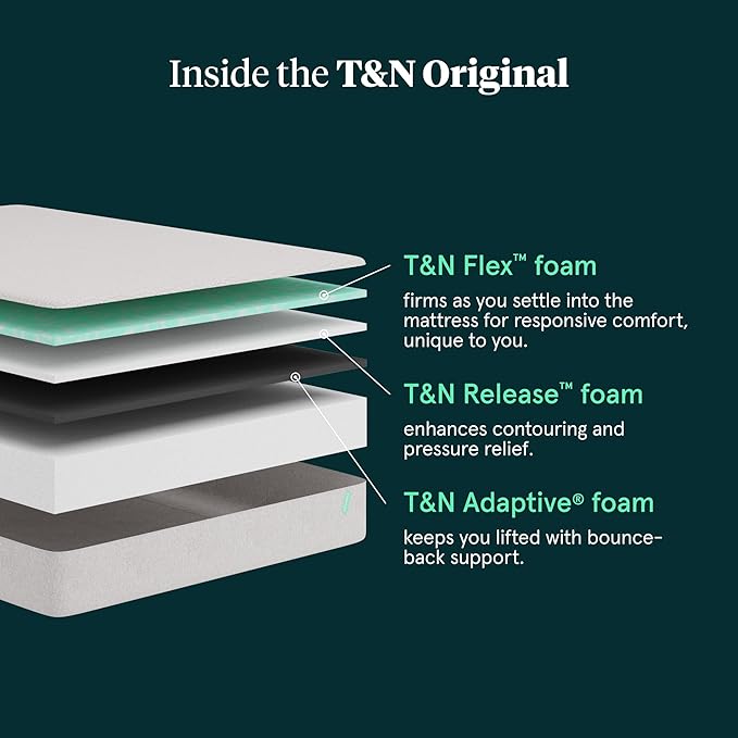 Tuft & Needle Original Medium Cal King Size Adaptive Foam Mattress in a Box, Cooling Gel, Pressure Relief, Supportive, 100 Night Trial, Fiberglass Free, CertiPUR-US, 10-Year Limited Warranty