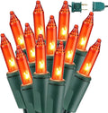 BrizLabs Orange Halloween Lights, 69.6FT 300 Count Halloween String Lights Linkable, UL Certified Orange Light String, Mini Incandescent Light Set for Indoor Outdoor Christmas Fall Thanksgiving Tree
