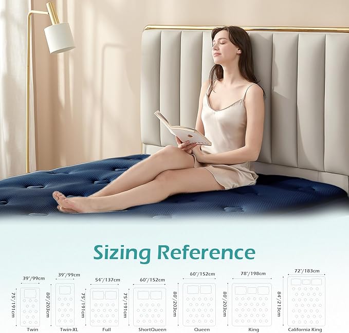 Hansleep RV Short Queen Mattress Topper Viscose Derived from Bamboo, Camping Memory Foam Pillow Top Mattress Topper, Breathable Mattress Pad for Back Pain Relief, 60" x 75", Navy Blue