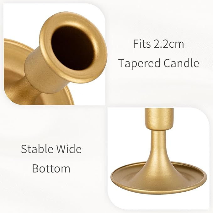 Gold Candle Holders Candlestick Holders: Set of 24 Candle Taper Holders Metal Candle Holders for Candlesticks for Wedding Centerpiece Party Chrismas Mantel Home Decor