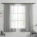 HUTO Sage Grey Sheer Window Curtains 52 by 63 Inch Length Rod Pocket Window Sheer Panels Drapes 2 Panels Curtains for Bedroom Living Room Nursery