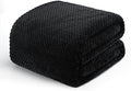 Exclusivo Mezcla Fleece Bed Blanket Twin Size, Super Soft and Warm Blankets for Couch, Sofa and Bed Waffle Textured, Cozy, Fuzzy and Lightweight (Black, 60x80 inches)