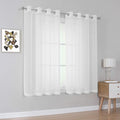 KEQIAOSUOCAI Sheer Window Curtains 72 inches Long, Silver Grommet Light Filtering Window Drapes Airy & Breathable Living Room Voile Panels for Flat,Pure White, 108" W Total 2 Pieces