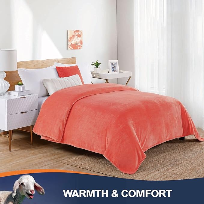 Walensee Fleece Blanket Plush Throw Fuzzy Lightweight (XL-Twin Size 66x90 Coral) Super Soft Microfiber Flannel Blankets for Couch, Bed, Sofa Ultra Luxurious Warm and Cozy for All Seasons