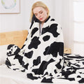 Fleece Cow Print Blanket - Premium Lightweight Anti-Static Bed Cow Throws Soft Cozy Warm Blankets Plush Gift, Bedroom Decor 66" x 90"(Black Cow Twin)