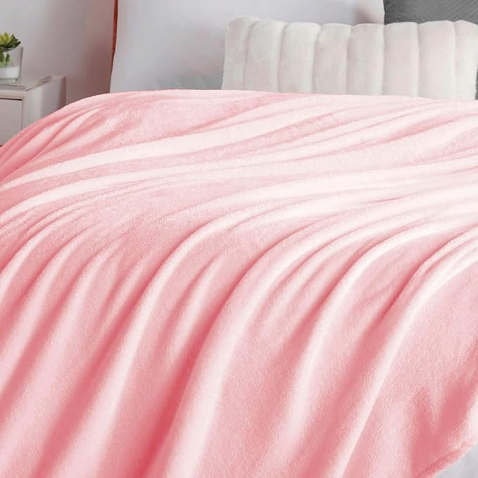 Walensee Fleece Blanket Plush Throw Fuzzy Lightweight (Queen Size 90x90 Pink) Super Soft Microfiber Flannel Blankets for Couch, Bed, Sofa Ultra Luxurious Warm and Cozy for All Seasons