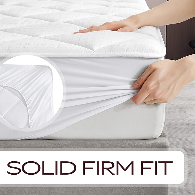 MAXI Full XL Mattress Pad - Luxurious Cotton Sateen Mattress Protector - Soft, Comfortable, and Breatheable Mattress Cover - Mattress Pad Protects Mattress from Dust, Dirt, Spills, and Stains.