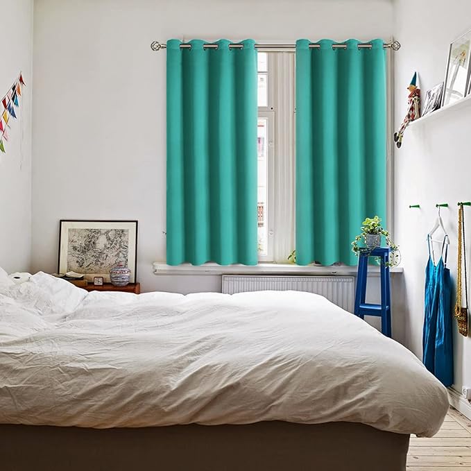 BGment Room Darkening Curtains 54 Inches Long - Grommet Thermal Insulated Drapes Window Treatment Curtains for Bedroom, 2 Panels, 52 x 54 Inch, Teal