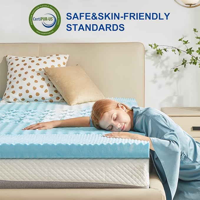 SINWEEK 3 Inch Mattress Topper 5-Zone Memory Foam Mattress Topper Pressure Relief Soft Mattress Pad, CertiPUR-US Certified, King