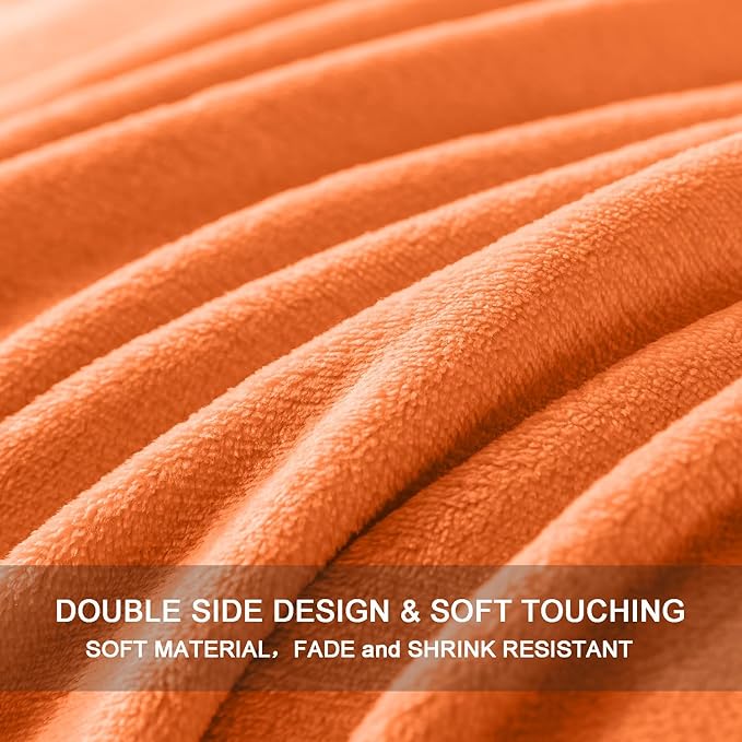 Soft King Size Blanket for All Season Warm Fuzzy Microplush Lightweight Thermal Fleece Summer Autumn Fall Winter Spring Blankets for King Calking Bed Couch Sofa,90x108 Inches,Orange