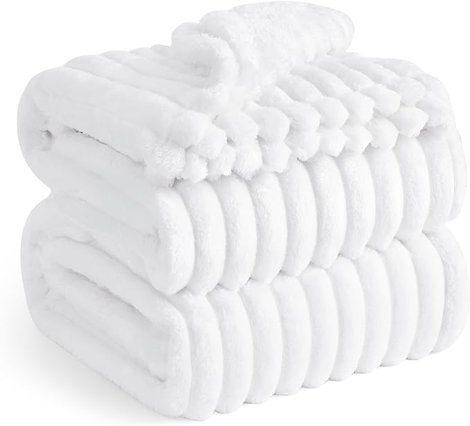 Bedsure GentleSoft King Throw Blanket for Couch - Cozy Soft Blankets for Women, Cute Small Fleece Throws for Girls, White, 108x90 Inches