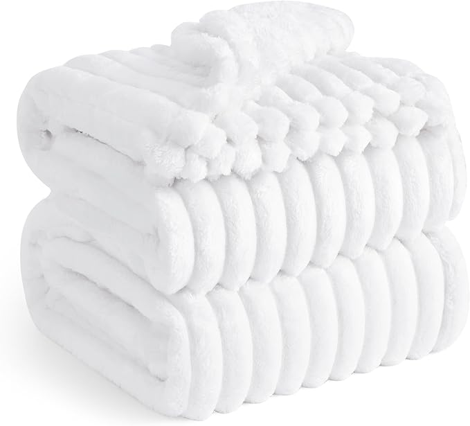 Bedsure GentleSoft White California King Size Blanket for Couch - Cozy Soft Blankets for Women, Cute Small Fleece Throws for Girls, Birthday Gifts for Women, White, 102x96 Inches