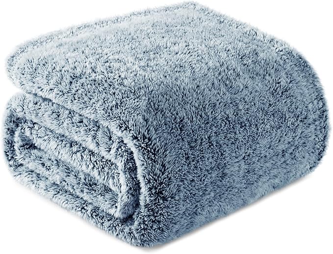 Exclusivo Mezcla Plush Fuzzy Fleece Bed Blanket King Size, Super Soft, Fluffy and Warm Blankets, Suitable for All Seasons (Mixed Teal, 90x104 Inches)