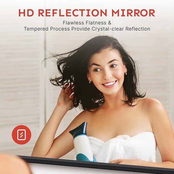 Kosmonia 36x30 Bathroom Vanity Mirror for Wall, Aluminum Framed, Farmhouse Rectangle, Anti-Rust, HD Reflection Anti-Desilvering, Distortion Free, Tempered and Shatter-Proof Wall Mounted Mirror, Black