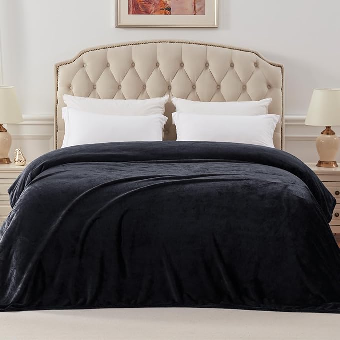 Exclusivo Mezcla Fleece Blanket Twin Size for Bed, Super Soft and Warm, All Season Use, Cozy, Plush, Lightweight, 60x80 Inches Black