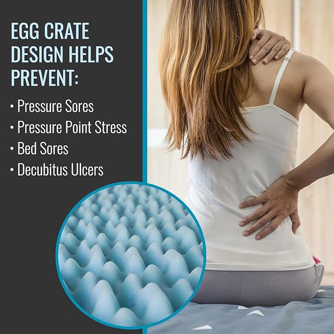 DMI Twin XL Mattress Topper Egg Crate Foam for Pressure Relief, Weight Distribution & Enhanced Airflow | Dorm Bed Mattress Topper 2 Inch - Improved Comfort & Alignment- Blue