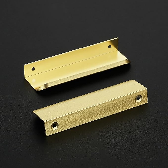 Ravinte Hardware 8 Pack Gold Cabinet Handles, 4.75 Inch (120mm) Finger Edge Pulls, 3.75 Inch Hole Center, Finger Pulls for Cabinets