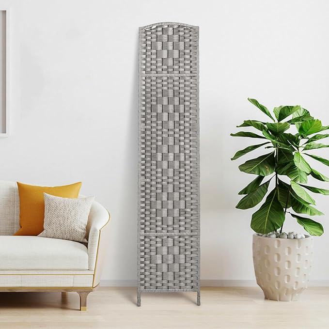Rose Home Fashion 6 ft Tall Room Divider, Room Dividers and Folding Privacy Screens, 15.7in Privacy Screen 4 Panel Partition Temporary Wall Separation for Private, Stone Grey