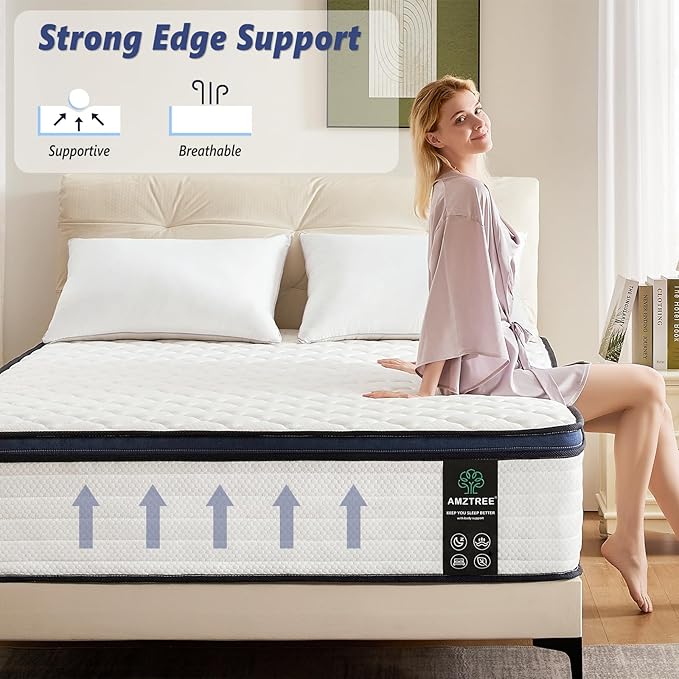King Mattress 12 Inch King Size Mattress - Memory Foam & Pocket Coils Springs, Pressure Relief, Medium Firm Comfort, Motion Isolation, Ideal for All Sleep Positions, CertiPUR-US Certified