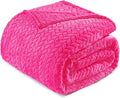 Exclusivo Mezcla Fleece King Size Blanket for Bed, 90x104 Inches Soft Cozy Jacquard Flannel Blankets, Lightweight Fuzzy Plush Warm for Winter, Hot Pink