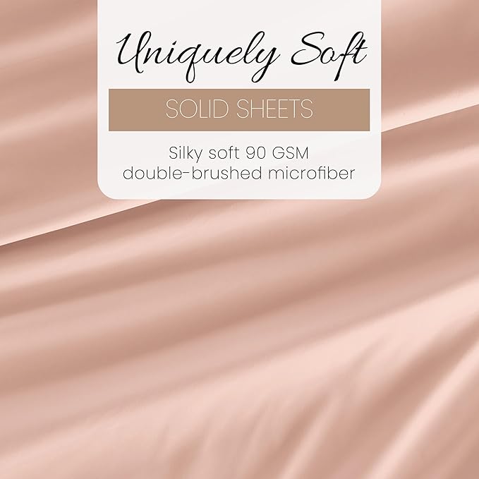 Linen Market Double-Brushed Microfiber Twin Sheet Set 3 Piece – Oeko-TEX Certified Ultra Soft & Wrinkle-Free - 16" Deep Pocket Sheets - Easy Care Twin Size - Blush