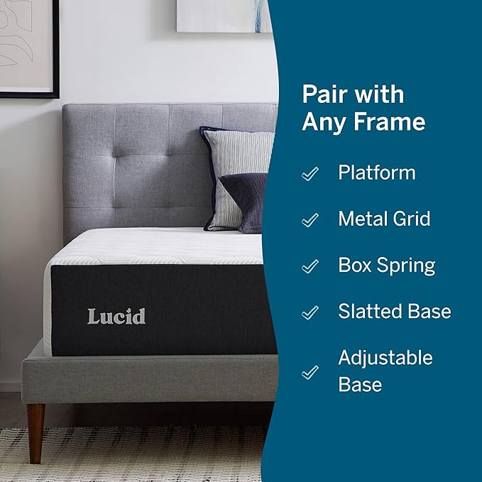Lucid 14 Inch Memory Foam Mattress - Medium Plush Feel - Infused with Refreshing Bamboo Charcoal and Cooling Gel - Bed in a Box - Temperature Regulating - Pressure Relief - Breathable - Twin Size